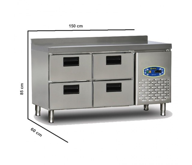 Commercial Fridge 108 Litre Stainless Steel 4 Drawers Catering